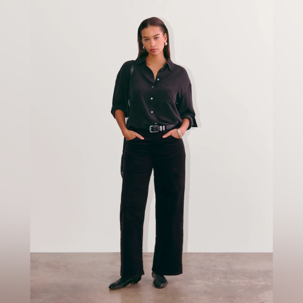 Everlane Women's Mid-Way Corduroy Cotton Pants Black - Size 26 - Picture 3 of 10